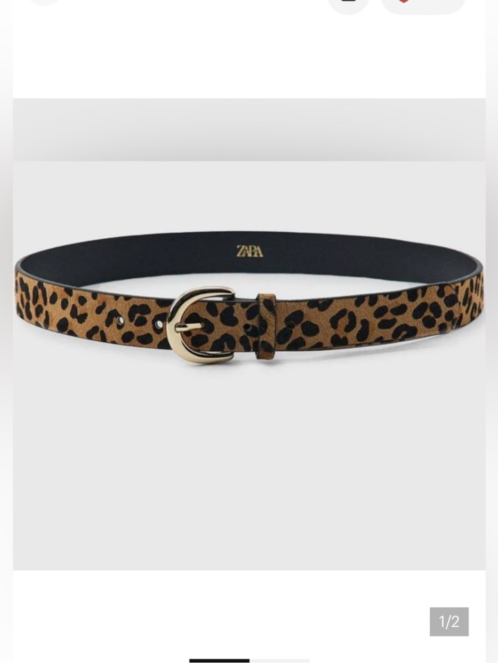 Zara Leopard Print pure leather Belt with Gold Buckle